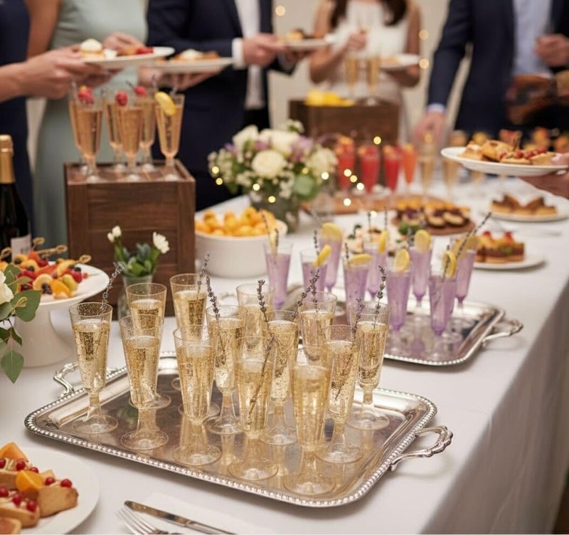MATANA 100 Premium Plastic Champagne Flutes, Gold Glitter 5oz - Reusable Champagne and Cocktail Glasses for Mimosa, Dessert, Wine - Toasting Glasses for Parties, Weddings - Image 2
